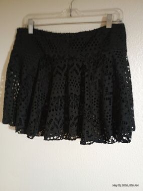 Black Lace Flared Swim Bottom /Skirt - Women